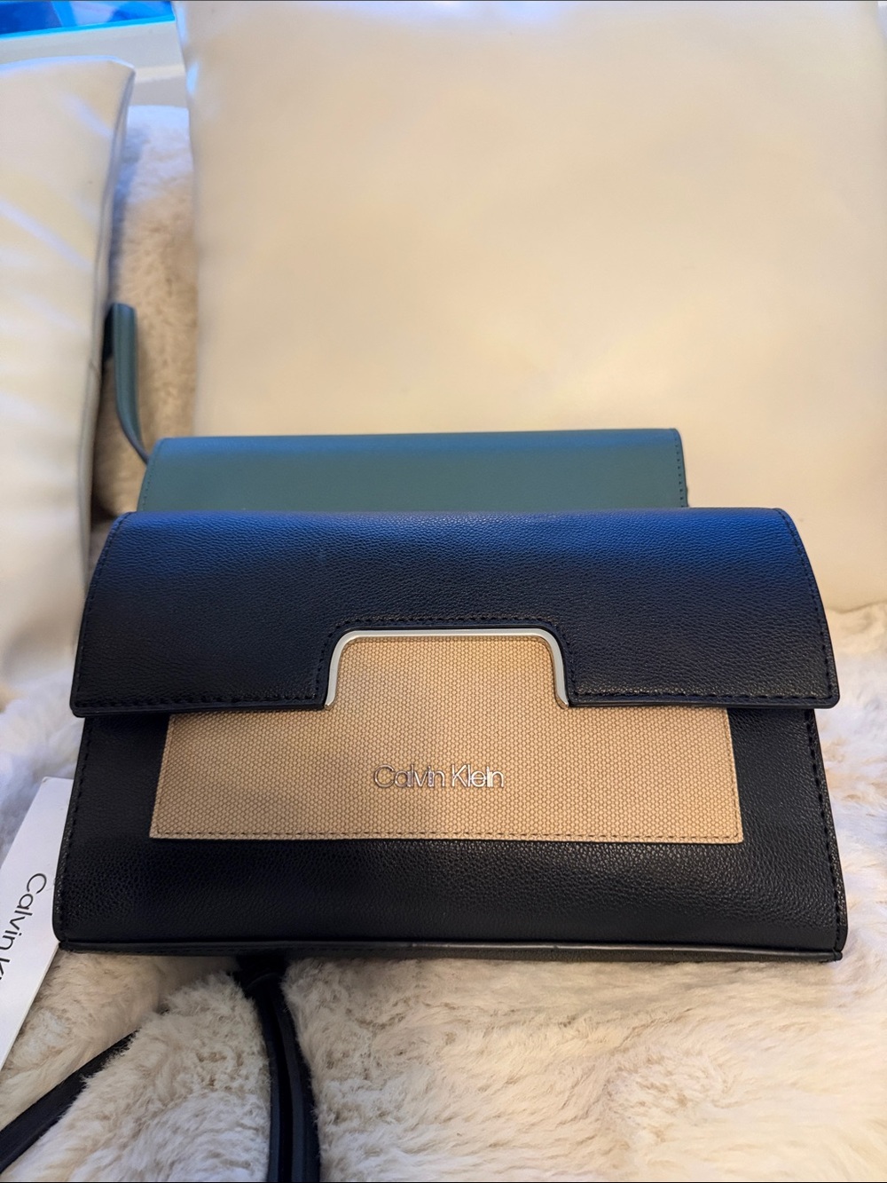 Calvin Klein Black and other green Crossbody with Beige Accent (both )